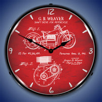 1941 Indian Motorcycle Patent 14" LED Wall Clock