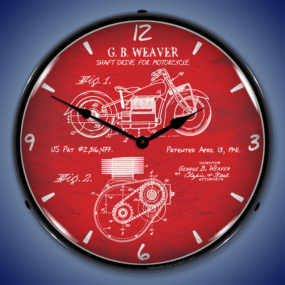 1941 Indian Motorcycle Patent 14" LED Wall Clock
