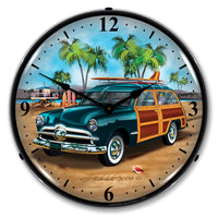Woodys Surfer Wagon 14" LED Wall Clock