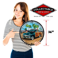 Woodys Surfer Wagon 14" LED Wall Clock