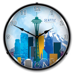 Seattle Skyline 14" LED Wall Clock