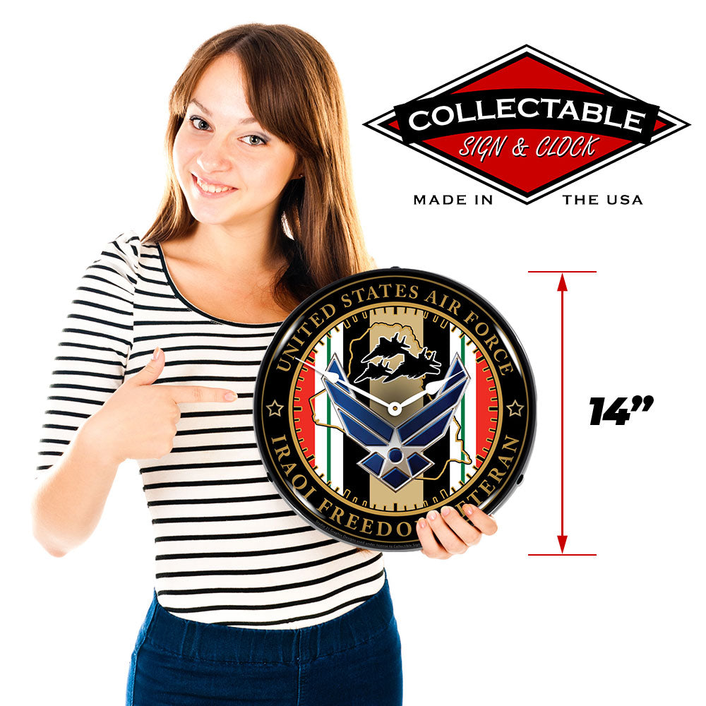 Air Force Veteran Operation Iraqi Freedom 14" LED Wall Clock