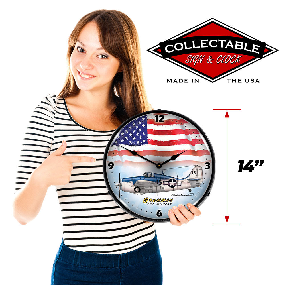 Grumman F4F Wildcat 14" LED Wall Clock