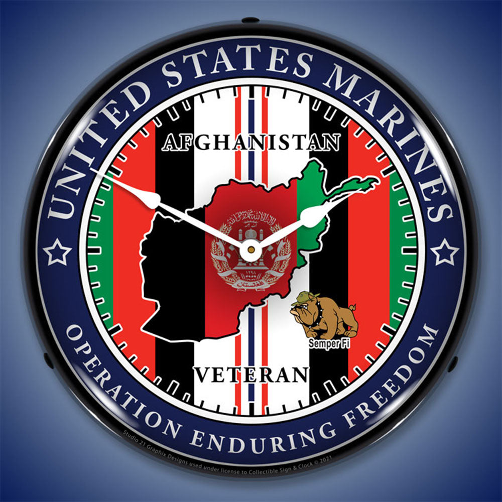 Marine Veteran Operation Enduring Freedom 14" LED Wall Clock