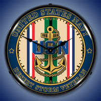 Navy Veteran Operation Desert Storm 14" LED Wall Clock