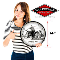 Paired Up Motorcycle 14" LED Wall Clock