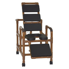 MJM Wood Tone Signature Line Superior Reclining Shower Chair with Soft Seat Deluxe Elongated and Padding