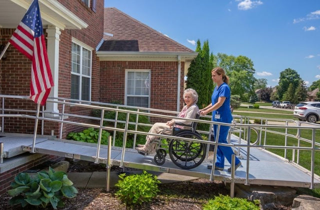 Safely Pushing a Wheelchair Up and Down a Ramp