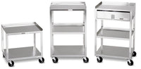 Amrex Mobile Stand - Stainless Steel - 2-shelf with drawer — for Clinical Electrotherapy in Clinical and Institutional Care