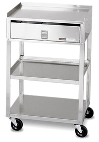 Amrex Mobile Stand - Stainless Steel - 2-shelf with drawer — for Clinical Electrotherapy in Clinical and Institutional Care