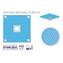 SUBMED 2-Layer Sterile Epidural Drapes with Adhesive & 10 cm Fenestration (56 gsm)