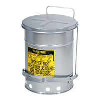 Justrite Oily Waste Can, 6 Gallon, Foot-Operated Self-Closing SoundGard Cover