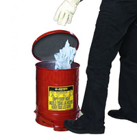 Justrite Oily Waste Can, 6 Gallon, Foot-Operated Self-Closing SoundGard Cover
