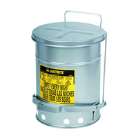 Justrite Oily Waste Can, 21 Gallon, Foot-Operated Self-Closing SoundGard Cover