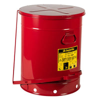 Justrite Oily Waste Can, 21 Gallon, Foot-Operated Self-Closing SoundGard Cover, Red