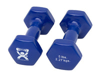 CanDo Vinyl Coated Dumbbell, Blue (5 lb), Pair — for Strength Training and Rehabilitation