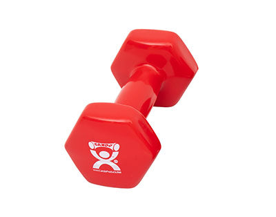 CanDo Vinyl Coated Dumbbell, Red (6 lb), Each — for Strength Training and Rehabilitation