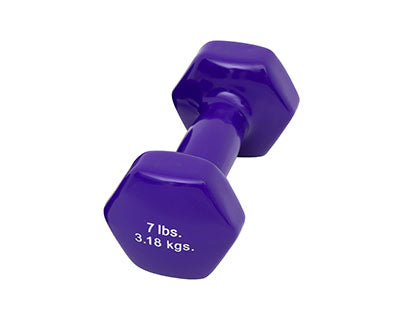 CanDo Vinyl Coated Dumbbell, Purple (7 lb), Each — for Strength Training and Rehabilitation