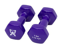 CanDo Vinyl Coated Dumbbell, Purple (7 lb), Pair — for Strength Training and Rehabilitation