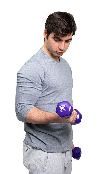 CanDo Vinyl Coated Dumbbell, Purple (7 lb), Pair — for Strength Training and Rehabilitation