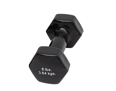 CanDo vinyl coated dumbbell - 8 lb - Black, each — for Strength Training and Rehabilitation