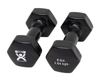 CanDo Vinyl Coated Dumbbell, Black (8 lb), Pair — for Strength Training and Rehabilitation