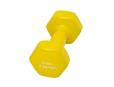 CanDo vinyl coated dumbbell - 9 lb - Yellow, each — for Strength Training and Rehabilitation