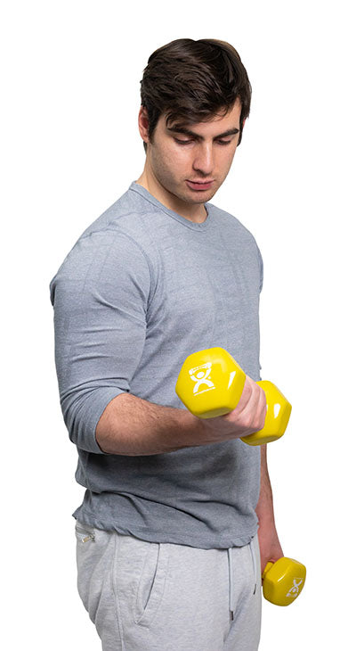 CanDo Vinyl Coated Dumbbell, Yellow (9 lb), Pair — for Strength Training and Rehabilitation