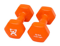 CanDo Vinyl Coated Dumbbell, Orange (10 lb), Pair — for Strength Training and Rehabilitation