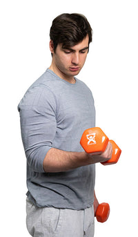 CanDo Vinyl Coated Dumbbell, Orange (10 lb), Pair — for Strength Training and Rehabilitation