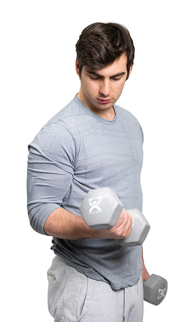 CanDo Vinyl Coated Dumbbell, Silver (15 lb), Pair — for Strength Training and Rehabilitation