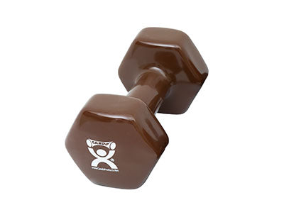 CanDo Vinyl Coated Dumbbell, Brown (20 lb), Each — for Strength Training and Rehabilitation