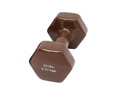 CanDo Vinyl Coated Dumbbell, Brown (20 lb), Each — for Strength Training and Rehabilitation