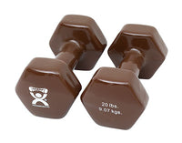CanDo Vinyl Coated Dumbbell, Brown (20 lb), Pair — for Strength Training and Rehabilitation