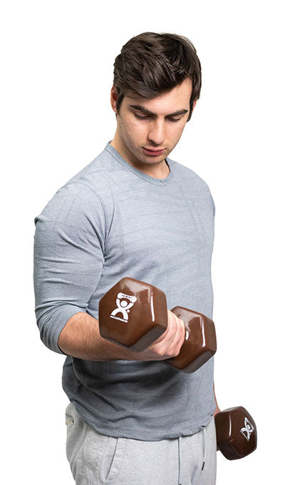 CanDo Vinyl Coated Dumbbell, Brown (20 lb), Pair — for Strength Training and Rehabilitation