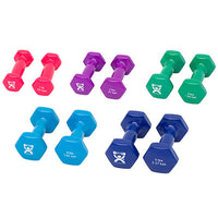 CanDo Vinyl Coated Dumbbell, 10 Piece Set (2 Each: 1, 2, 3, 4, 5 lb) — for Strength Training and Rehabilitation