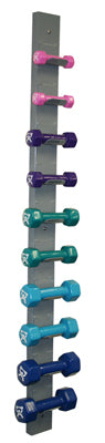 CanDo Vinyl Coated Dumbbell, 10 Piece Set with Wall Rack (2 Each: 1, 2, 3, 4, 5 lb) — for Strength Training and Rehabilitation