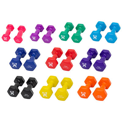 CanDo Vinyl Coated Dumbbell, 20 Piece Set (2 Each: 1, 2, 3, 4, 5, 6, 7, 8, 9, 10 lb) — for Strength Training and Rehabilitation
