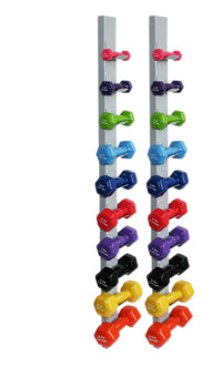 CanDo Vinyl Coated Dumbbell, 20 Piece Set with Wall Rack (2 Each: 1, 2, 3, 4, 5, 6, 7, 8, 9, 10 lb) — for Strength Training and Rehabilitation