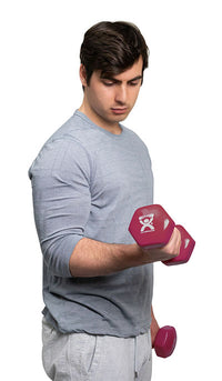 CanDo Vinyl Coated Dumbbell, Maroon (12 lb), Each — for Strength Training and Rehabilitation