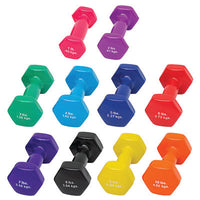 CanDo Vinyl Coated Dumbbell, 10 Piece Set (Each: 1, 2, 3, 4, 5, 6, 7, 8, 9, 10 lb) — for Strength Training and Rehabilitation