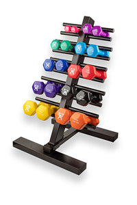 CanDo Vinyl Coated Dumbbell, 20 Piece Set with Floor Rack (2 Each: 1, 2, 3, 4, 5, 6, 7, 8, 9, 10 lb) — for Strength Training and Rehabilitation