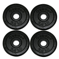 CanDo Iron Disc Weight Plates, 10 lb set (4 each: 2.5 lb weights), 1" dia. — for Strength Training and Rehabilitation