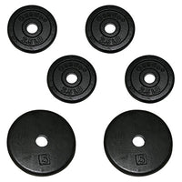 CanDo Iron Disc Weight Plates, 20 lb set (4 ea: 2.5 lb weights and 2 ea: 5 lb weights), 1" dia. — for Strength Training and Rehabilitation