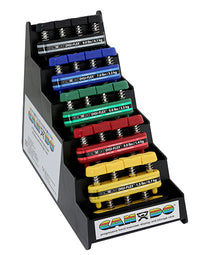 CanDo Digi-Flex hand exerciser - set of 5 (yellow, red, green, blue, black), with plastic rack — for Hand Strength and Dexterity Therapy