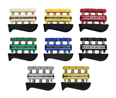 CanDo Digi-Flex hand exerciser - set of 8 (tan, yellow, red, green, blue, black, silver, gold), no rack — for Hand Strength and Dexterity Therapy