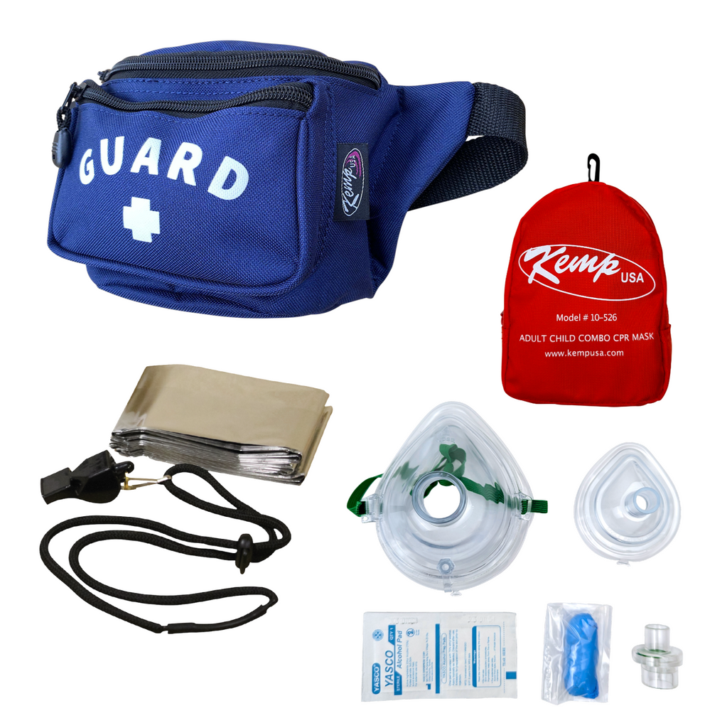 Kemp USA 10-103-NVY-S2-COMBO Hip Pack with Lifeguard Essentials Supply Pack & Adult/Child & Infant