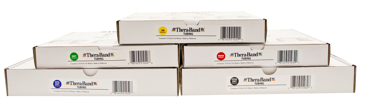 TheraBand exercise tubing - 25' roll - set of 5 (yellow through black) — for Resistance Training and Rehabilitation
