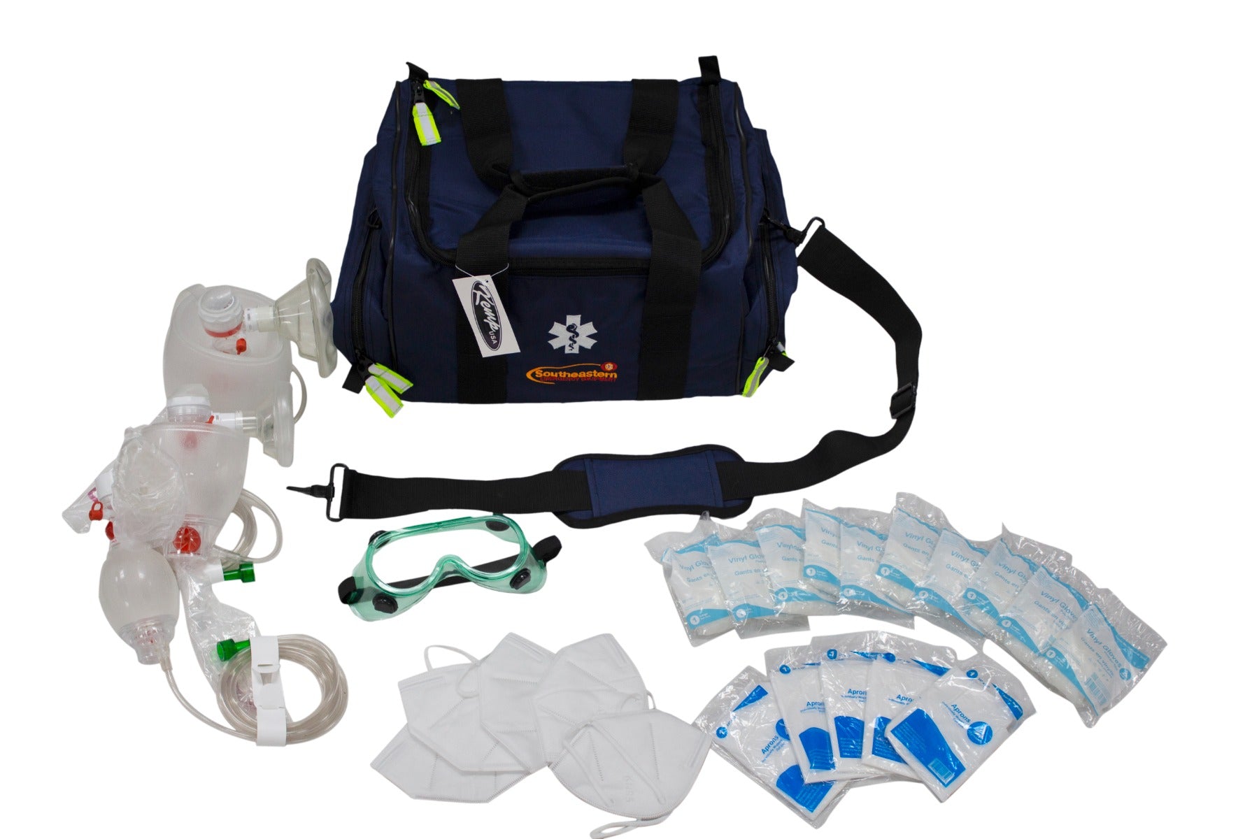 Kemp USA 10-107-NVY-PPE Maxi Trauma Bag with Ppe Supply Pack, Navy