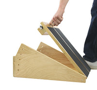 CanDo 5-Level Wooden Incline Board (5,10,15,20,25 degree elevation), 12.5" x 16" Surface — for Flexibility and Mobility Training